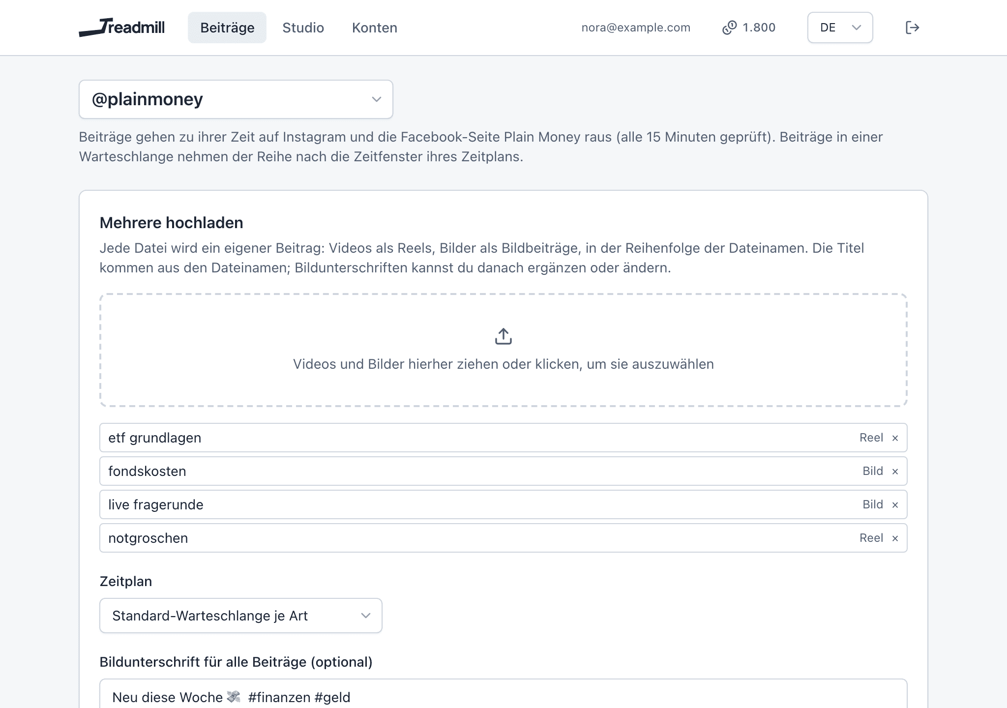 Mehrere Dateien auf dem Weg in die Warteschlange
